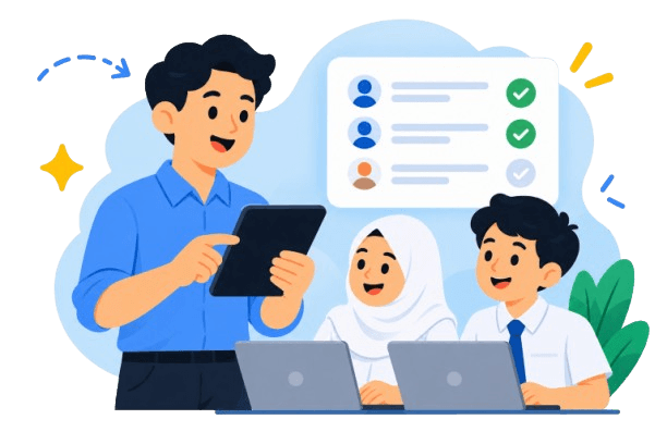 Guru memantau hasil latihan dua murid